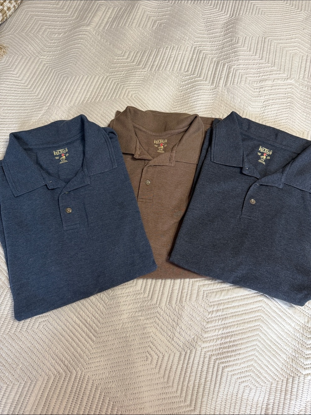 RedHead Men's Polo Trio in Navy and Brown